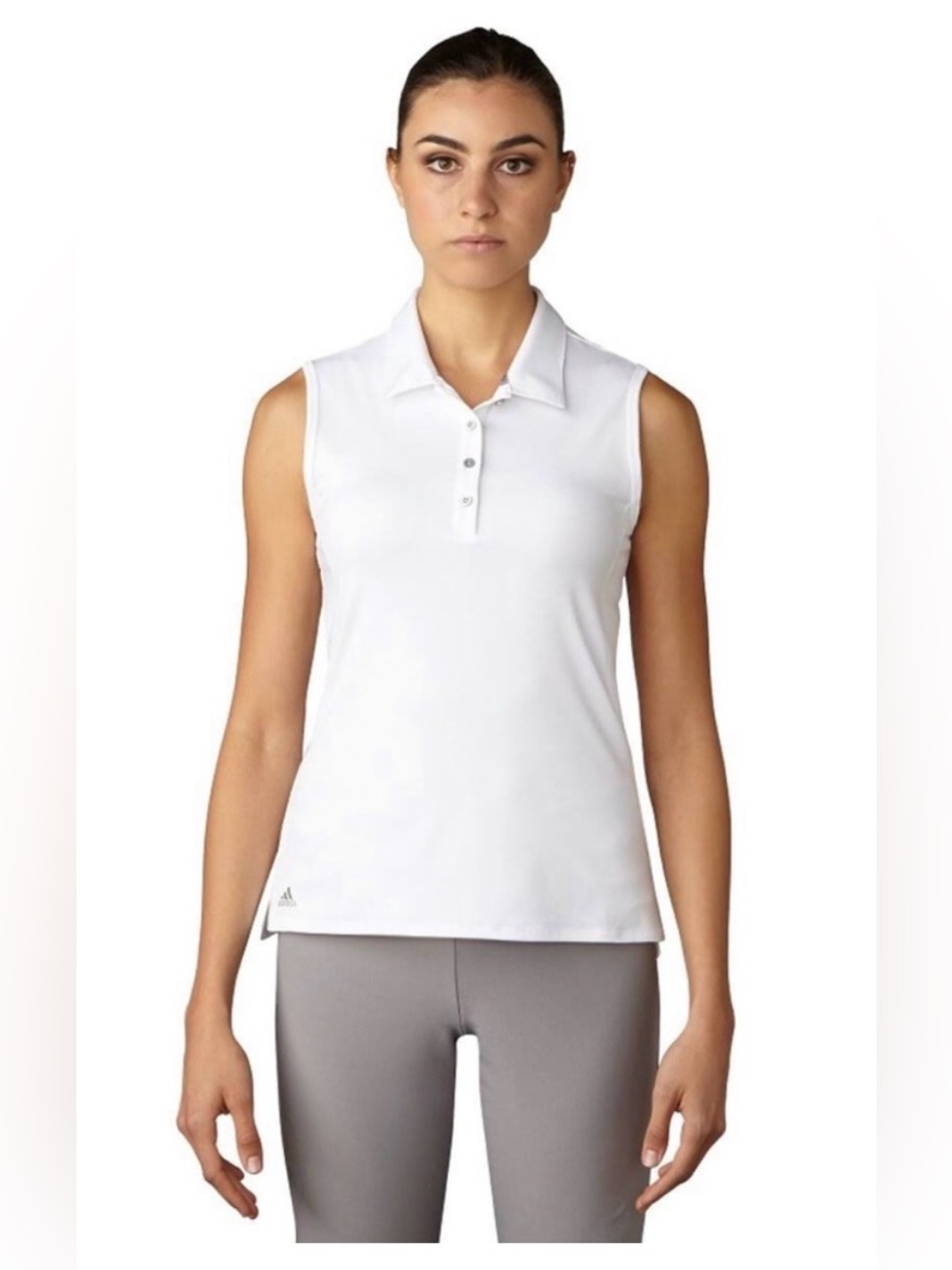 Adidas women’s white sleeveless polo tank golf top size Large